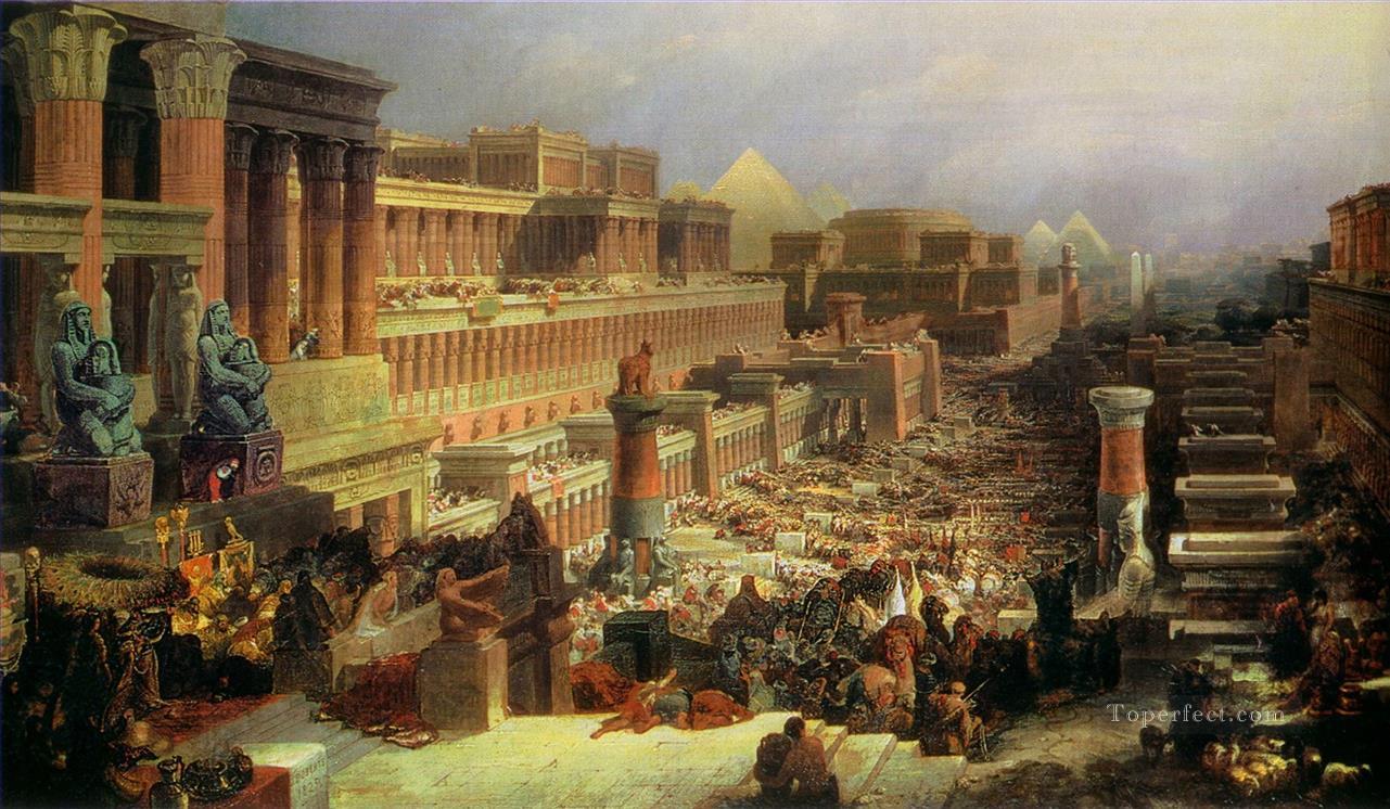 departure of the israelites 1830 David Roberts Jewish Oil Paintings